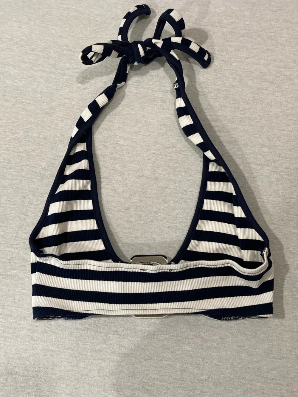 Edgebyks Striped Halter Bikini Top in Navy and White sz XS - Picture 6 of 6